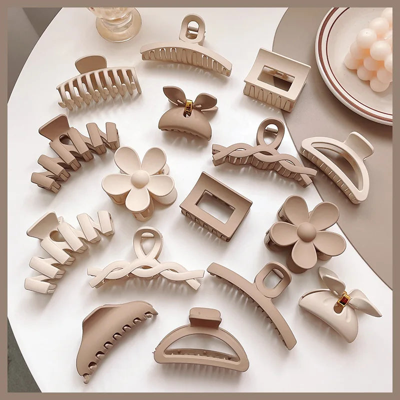 Milk Coffee Butterfly Flower Geometric Hair Claws Headband Women Korean Fashion Makeup Hair Clips Crab Accessories