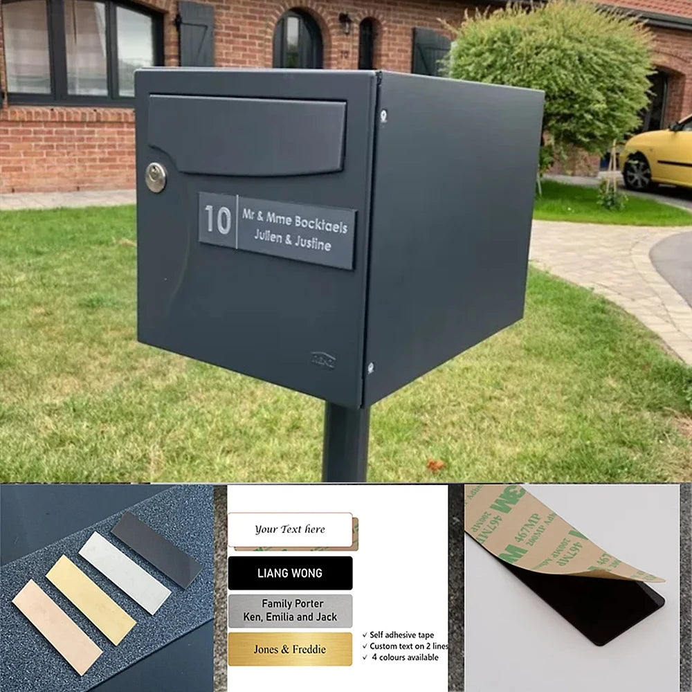 Double Sided Tape Magnet Adhesive Mailbox Badge Engrave Name ID 7*2CM Stainless Steel Personalize Family Door Tape Plate Brooch